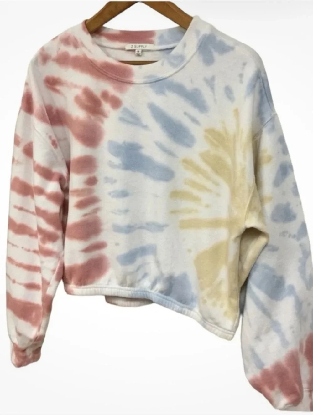 Z SUPPLY sz Medium Britton Tie Dye Pullover Top Sweatshirt Earthy Colors - Picture 3 of 5